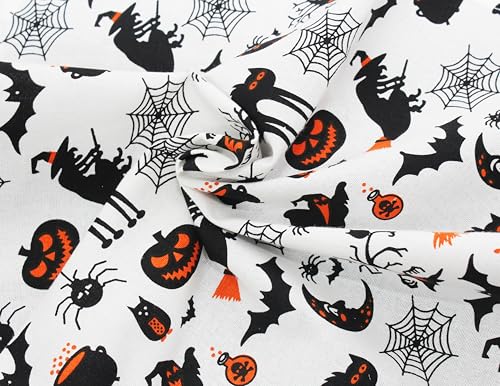 Halloween Tablecloth - Hocus Pocus Design, 60x120 Inch, Black White Orange Variation