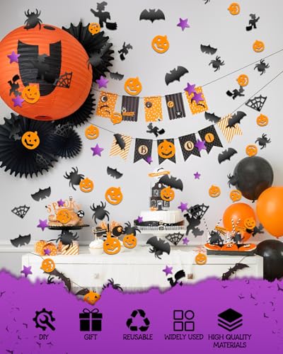 Halloween Confetti Glitter Set - 5000 Pieces with Bats, Pumpkins & Webs - Halloween Decorations & Party Supplies - Variation: Halloween