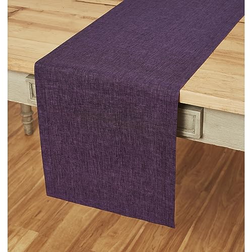 Pure Linen Table Runner Grape 14 x 132 Inch - Handcrafted, Machine Washable, Elegant Dining Accessory - Variation of Athena 23