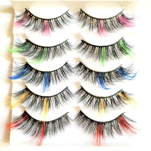 Ombre Colored Fluffy Wispy False Eyelashes with Silk Protein - Mixed-AG02
