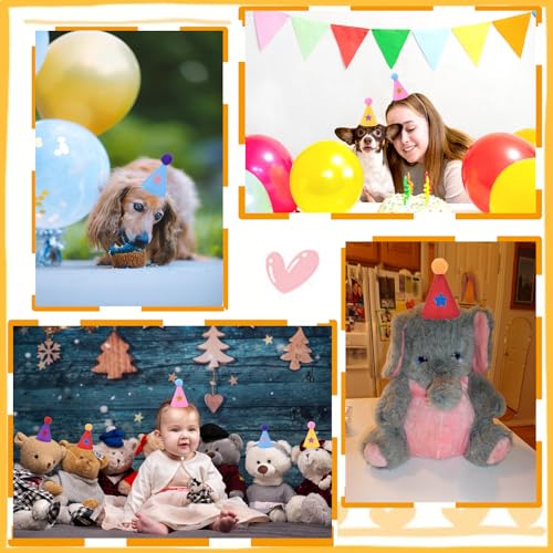 Mini Felt Party Hats for Stuffed Animals & Pets - Multi-Coloured 1 Set