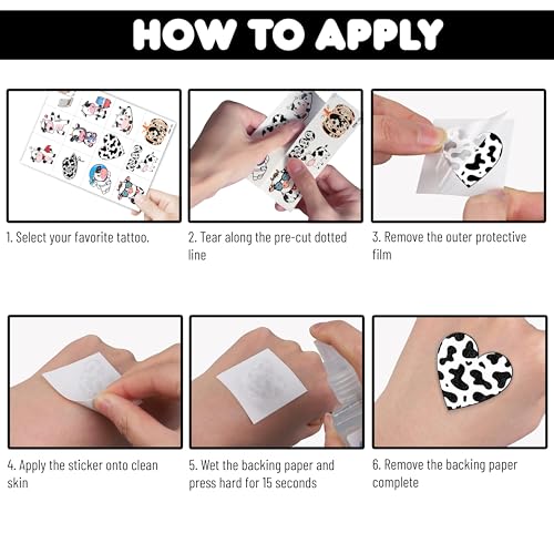 Kids Farm Animal Temporary Tattoos - Cow Design 96-Count Party Favors