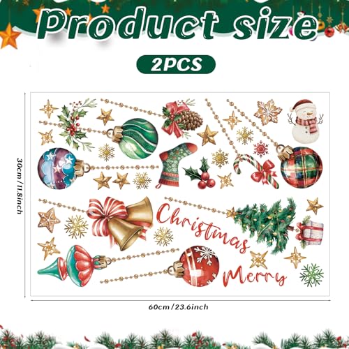 Christmas Ball Wall Decals – Light Bulb & Foil Swirls Christmas Wall Stickers – Hanging Ceiling Decor – Variation of Christmas Ball