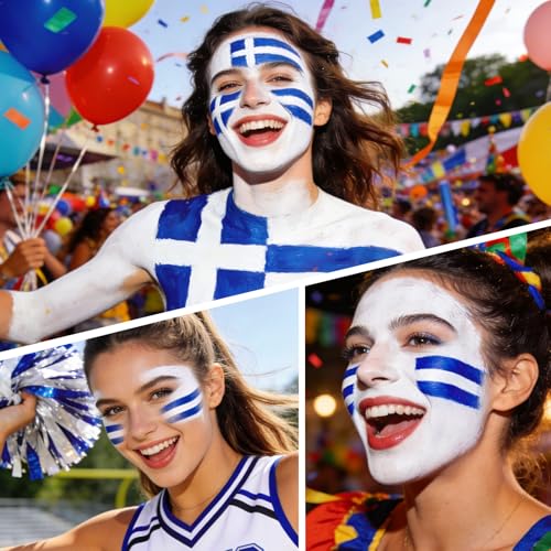White and Blue Oil-Based Face Body Paint Stick Set for Creative Makeup - Versatile & Long-Lasting