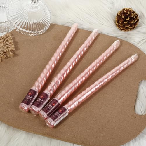 Pink Taper Candles 4 Pack - Unscented Dripless 10 Inch Tall Candles for Dinner Halloween Party