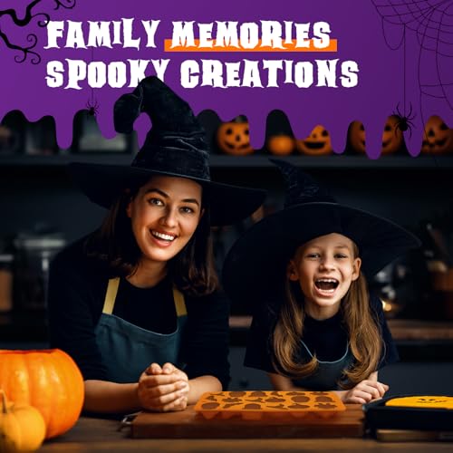 Halloween Silicone Mold 2PCS - Skull Pumpkin Bat Ghost Witch Hat Shapes for Chocolate Candy Gummy