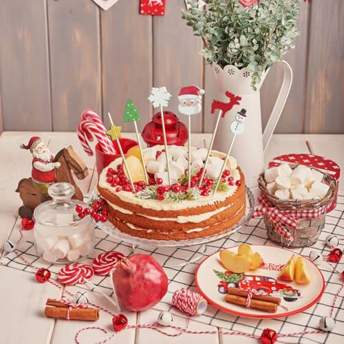 Christmas Cocktail Picks 100 Pcs Santa Snowman Elk Tree Bamboo Party Decorations