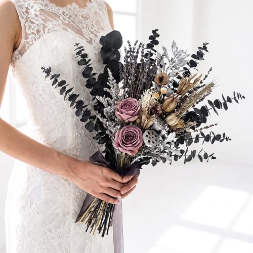 Artificial Eucalyptus Stems - Black Faux Leaves for Home Decor & Events