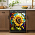 Sunflower Dishwasher Magnet Cover - Aesthetic Glass Kitchen Decor, One Size