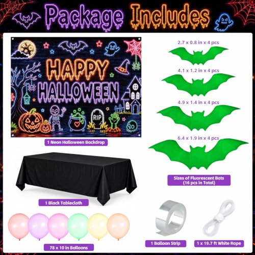 Halloween Neon Car Trunk Decorations Kit with Balloon & Bat Display