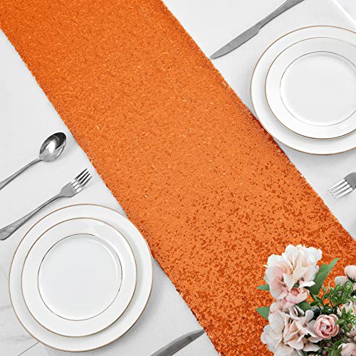 Orange Sequin Table Runner 12 x 72 Inches - Pack of 6, Party Decor