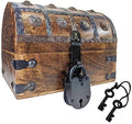 Pirate's Treasure Chest Jewelry Box with Lock & 2 Keys - 8x6x6 Inches, Wooden Nautical Decor - 1 Pack