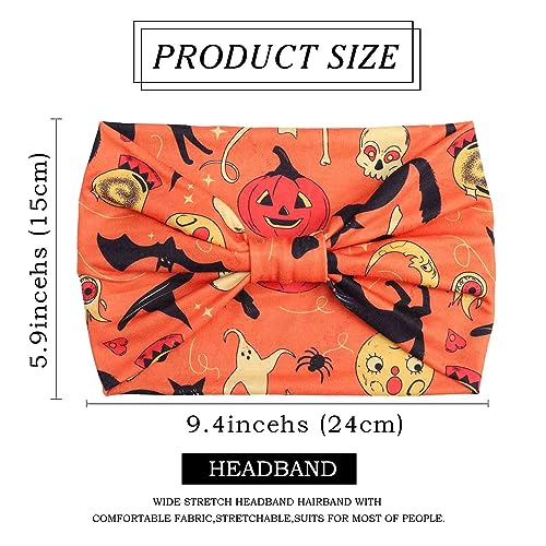 Halloween Headbands for Women Wide Knotted Ghost Pumpkin Non Slip Hair Accessories - Variation A