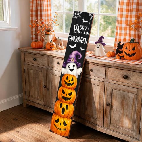 Halloween Welcome Sign for Porch - 47x7.8in Ghost & Pumpkin Front Door Decor - Variation of THIS Listing