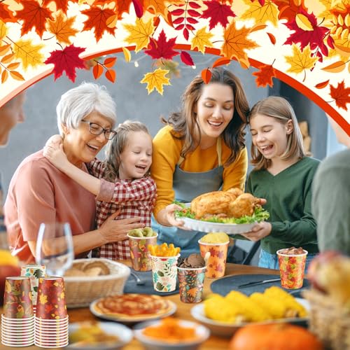 300 Pack Fall Disposable Paper Cups 8 oz Maple Leaves Thanksgiving Party