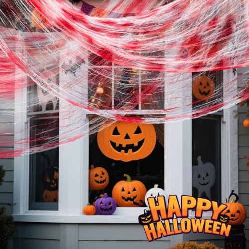 Red Halloween Creepy Cloth - 48x240 Inch Spooky Fabric for Decorations