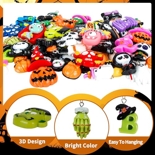 40Pcs Halloween Hanging Ornaments Tiny Resin Charm Pendants with Golden String - Halloween Decorations