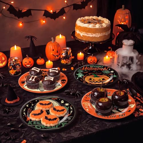 Halloween Dinnerware Set 8 Pieces Colorful Plates & Serving Dishes - Festive Party Supplies