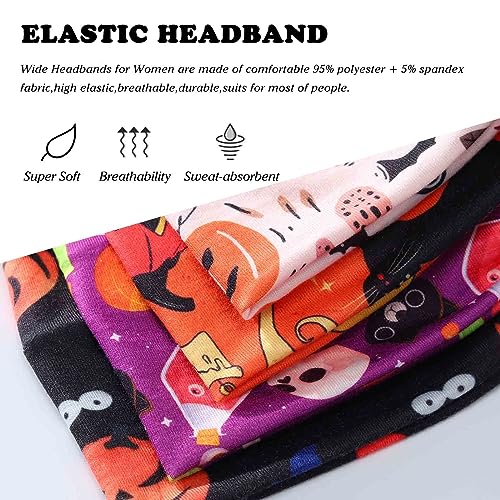 Halloween Headbands for Women Wide Knotted Ghost Pumpkin Non Slip Hair Accessories - Variation A