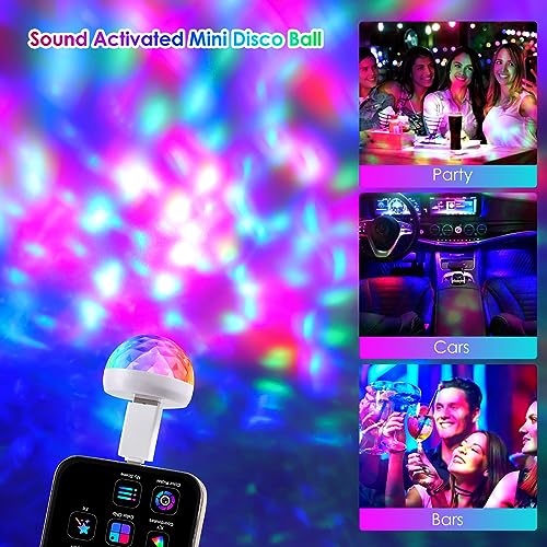 USB Mini Disco Ball Sound Activated Party Lights - 2 Pack