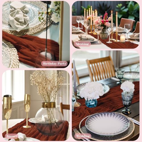 Terracotta Cheesecloth Table Runner - 10 Ft Fall Boho Gauze Table Decor