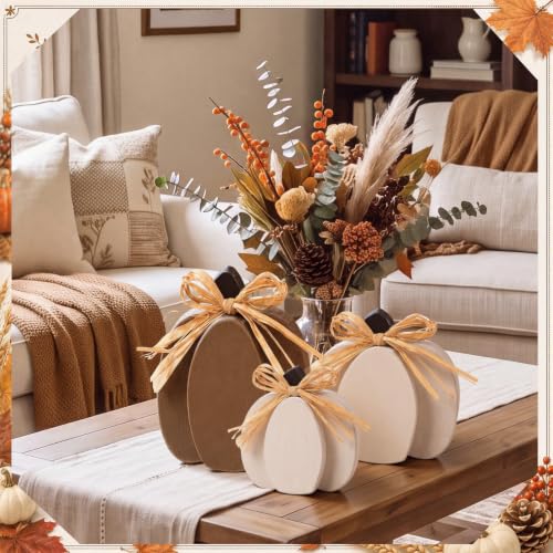 Fall Pumpkin Wooden Signs Set - Rustic Farmhouse Autumn Decor - Novel Color