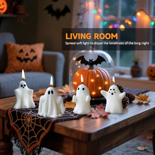 Halloween Ghost Scented Candles Set - 4 Tea Light Decorative Candles