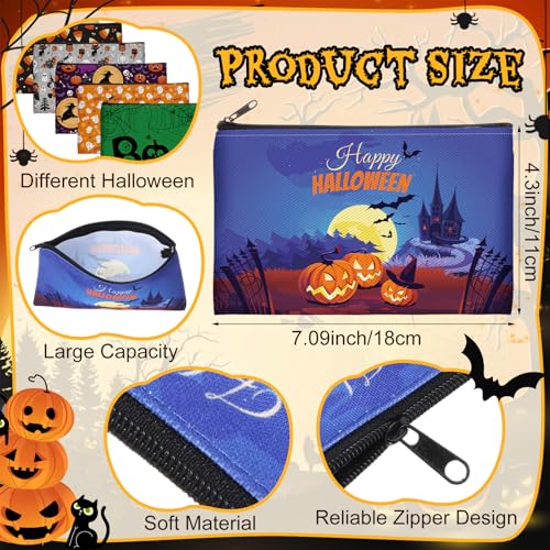 Halloween Themed Cosmetic Bags Bulk - 40 Pack Pumpkin Ghost Bat Witch Patterns