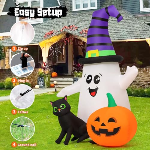 5 Ft Halloween Inflatable Ghost Decoration with LED Lights for Outdoor Yard
