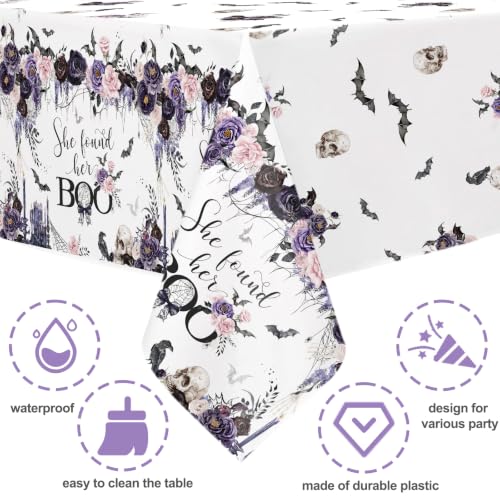 Halloween Bridal Shower Tablecloth 3 Pack - She Found Her Boo Gothic Decor