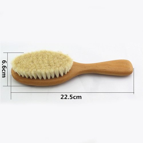 HiKin 8.86” Short Handle Dry Bath Body Brush Scrubber, Wood Handle Natural Soft Wool Bristles Bath & Shower Brush.