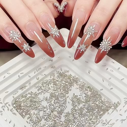 Mini Rhombic Nail Art Charms - Silver 300Pcs Shiny Zircon Flatback Nail Gems