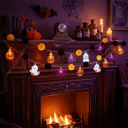 Halloween String Lights 10FT 20 LED Pumpkin & Ghost Party Decor - Variation of 1P String Lights