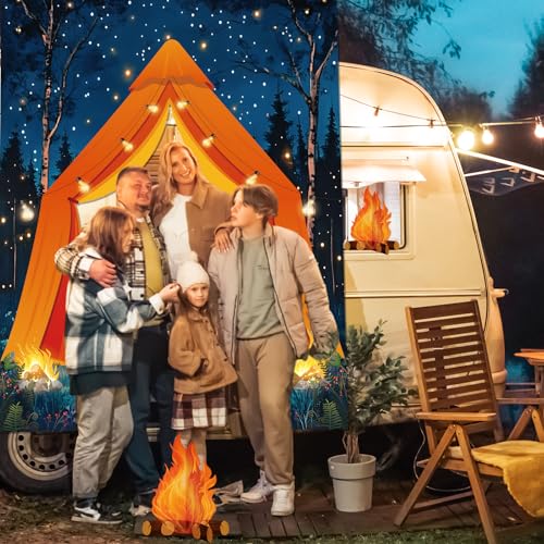 Camping Party Door Banner Set with Campfire & Forest Scene Decorations