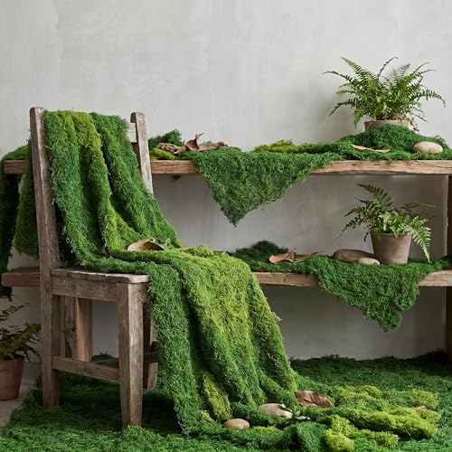 Artificial Moss Table Runner - Halloween Enchanted Party Decor, Green, 8ft - Zeyune