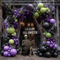 Halloween Balloon Arch Garland Kit Double Stuffed Green, Purple & Black Balloons - Spooky Party Decor