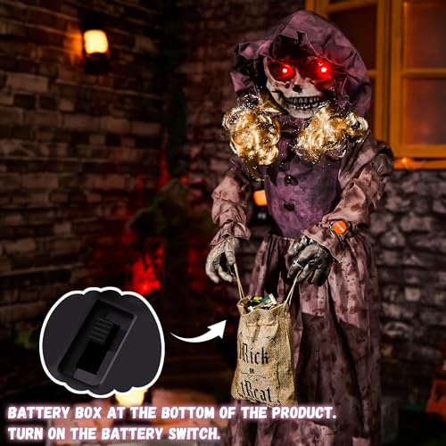 4ft Creepy Animatronic Doll Halloween Decorations - Light Up Eyes Sound Activated Horror Prop