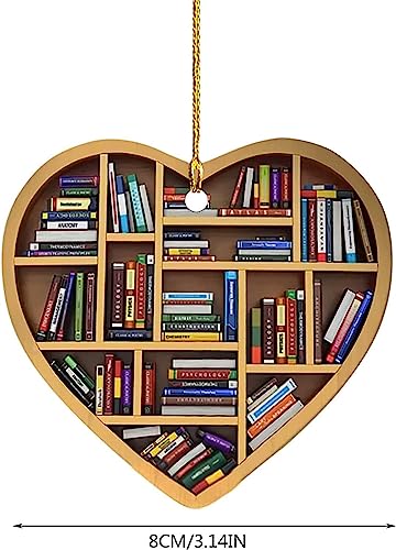 Set of 4 Book Lover Heart Acrylic Christmas & Halloween Ornaments - Literary Holiday Decorations