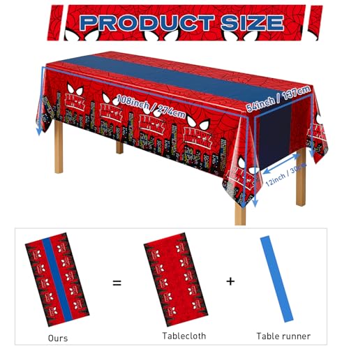 Spider Birthday Tablecloths 16 Pack - 54x108 Inches Superhero Party Supplies - Variation of THIS Listing