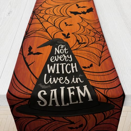 Halloween Witch Hat Table Runner with Spider Web & Bats - Halloween Decorations - Variation of THIS listing