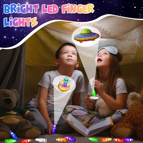 Space Theme LED Finger Lights - 24PCS Glow in Dark Toys for Kids & Parties - Variation: Space