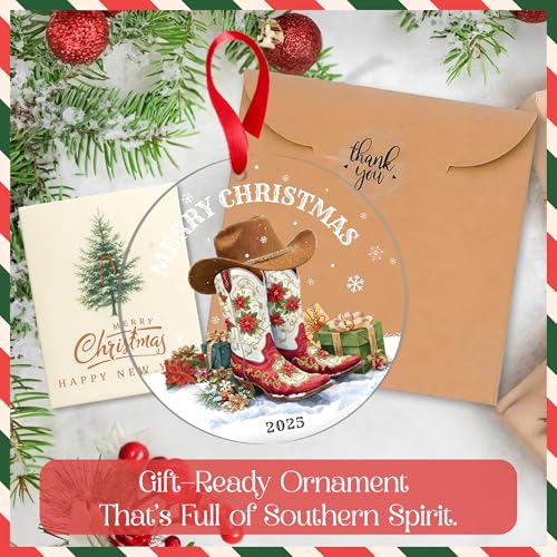 Cowboy Boots Christmas Ornament - Handmade Western Holiday Décor