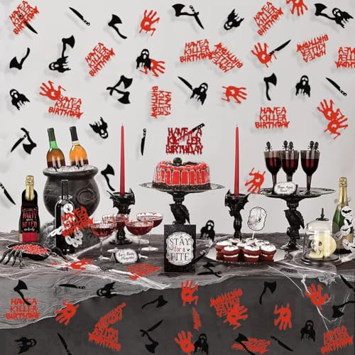 Halloween Birthday Confetti Set - Ghost, Bloody Handprint, Knife, Axe Decor