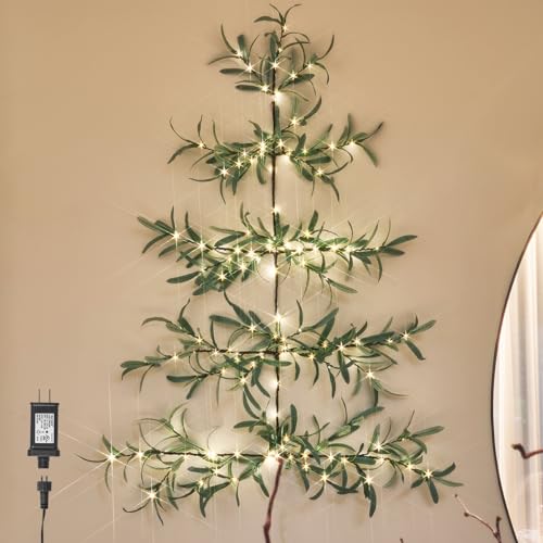 Lighted Olive Wall Tree with Timer - 3.5FT Fairy Lights Garland for Indoor Outdoor Decor
