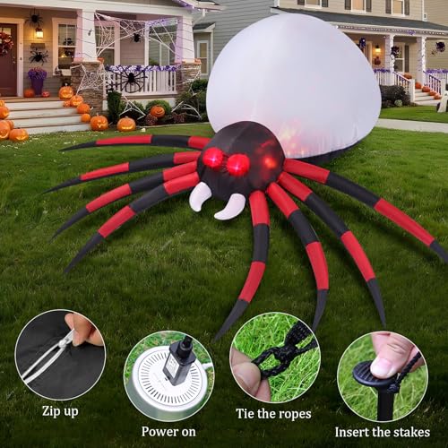 6 FT Inflatable Spider Halloween Decoration with Animated LED Lights