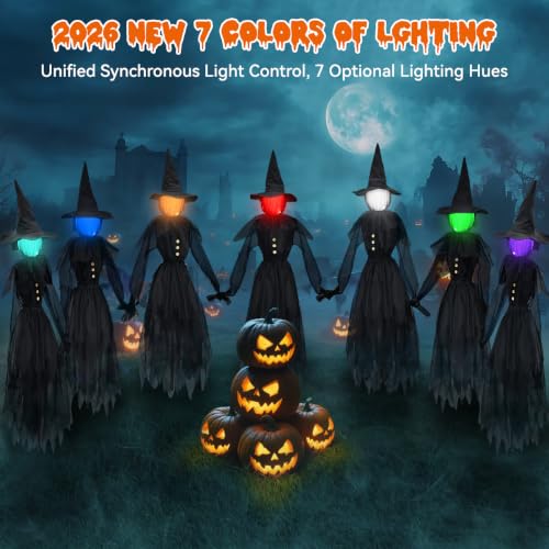 Halloween Decorations Outdoor Glowing Witches Set of 3 - 4.9 Ft Black Halloween Yard Decor