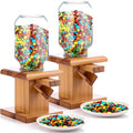 Wooden Candy Dispenser Machine - 2 Pack Light Brown Snack Storage Countertop