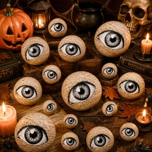 16 Pcs Halloween Eyeball Orbs Set - Realistic Scary Eye Decorations in 4 Sizes