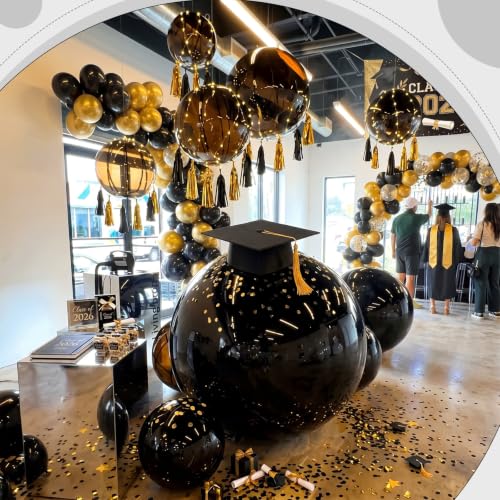 Black Metallic Party Balloons Set - Giant Mirror Foil Balloon Assortment - 6 Sizes - Variation of THIS listing