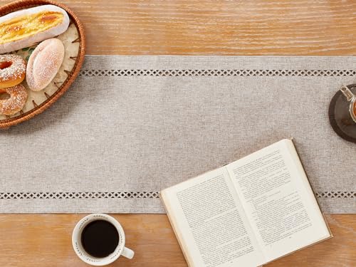 Coffee Table Runner 13x36 Inch Rustic Burlap Linen Style Decor